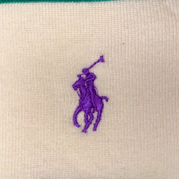 Ralph Lauren Green and Cream Colored Stripe Long sleeve top Size M - Picture 2 of 3